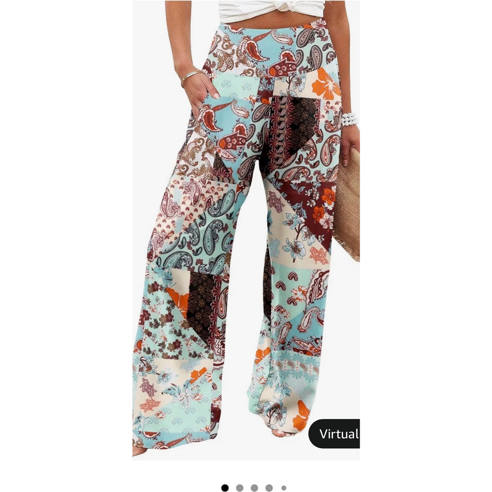 JCZ Women's Palazzo Lounge Pants Stretchy Wide Leg Casual Pants Comfy High Waist - Picture 4 of 6